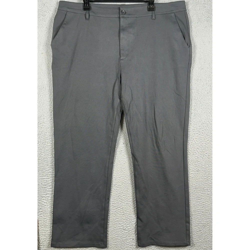 True Classic Pants Mens 42 Dark Grey Performance Tech Chino Flat Front Stretch